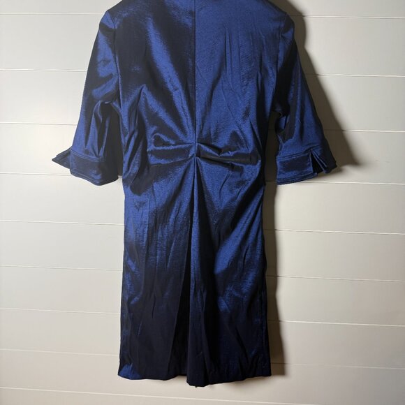 Joseph Ribkoff Vintage Dress Royal Sapphire Moldable Collar and Sleeves Sz 14 - Picture 4 of 10